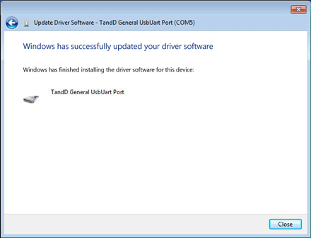 After the message 'Windows has successfully updated driver software' appears, click [Close]